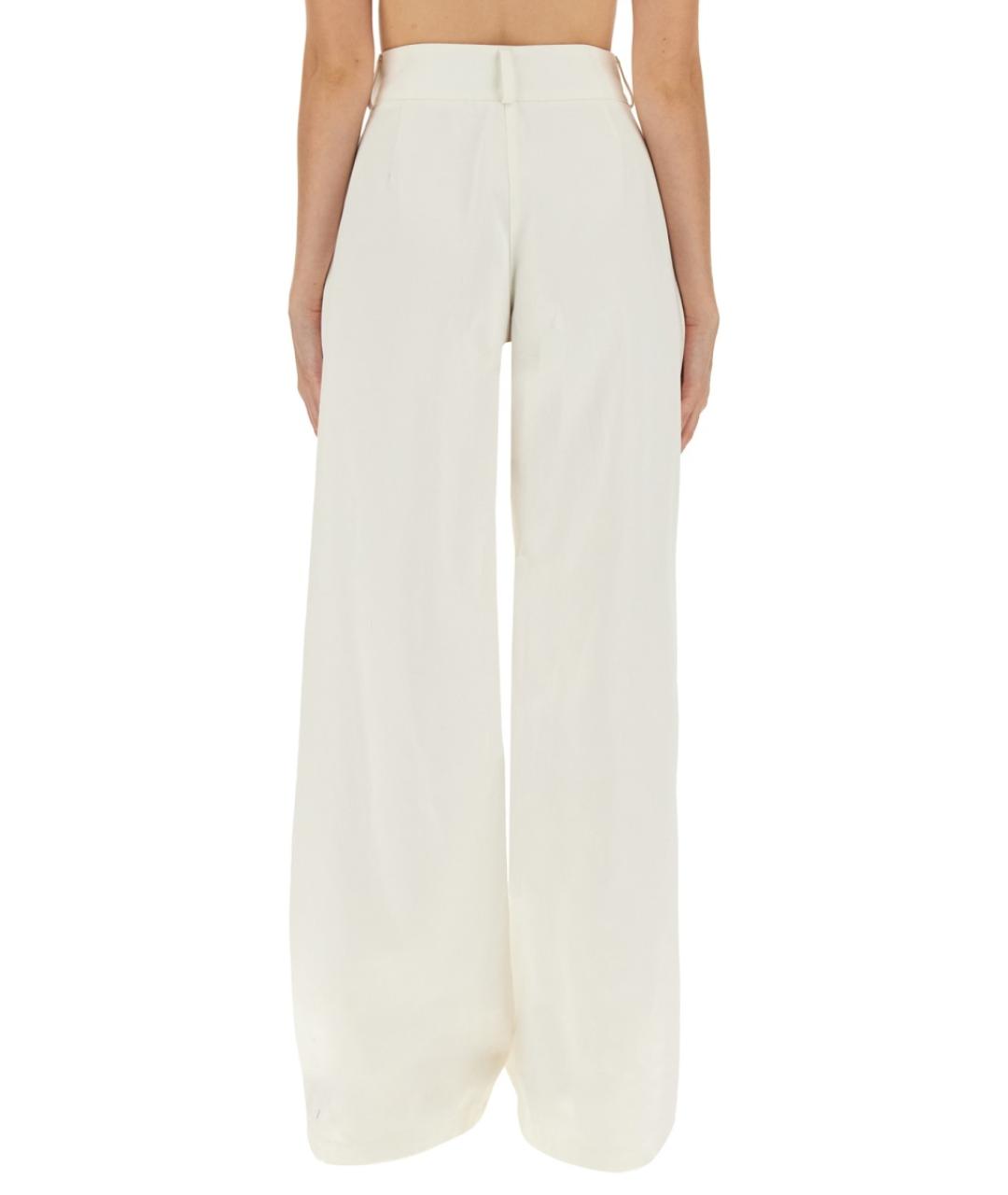 JIL SANDER Белые хлопковые прямые брюки, фото 4