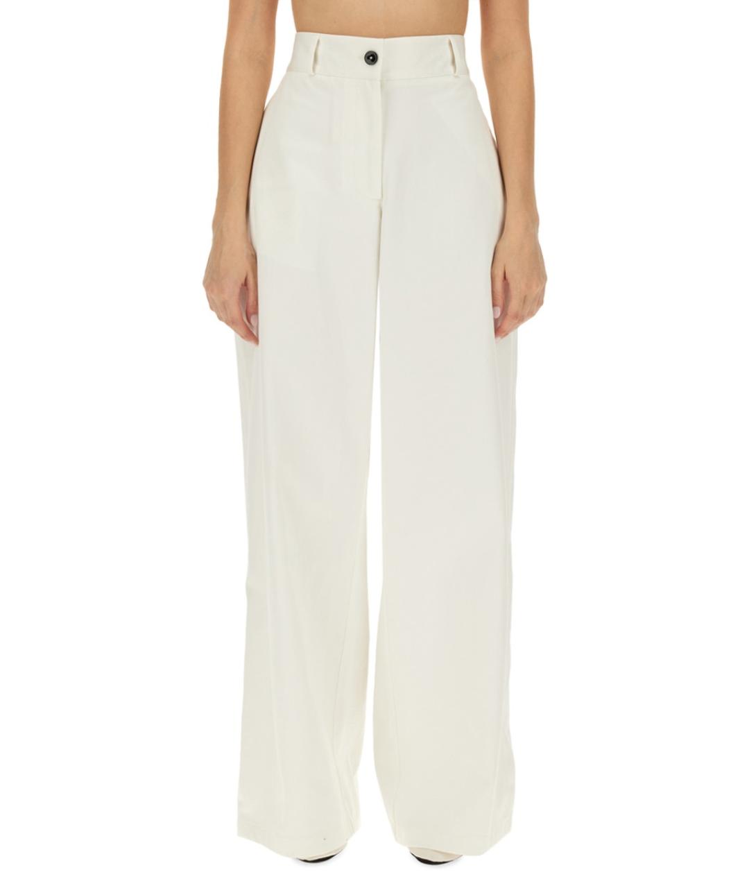 JIL SANDER Белые хлопковые прямые брюки, фото 2