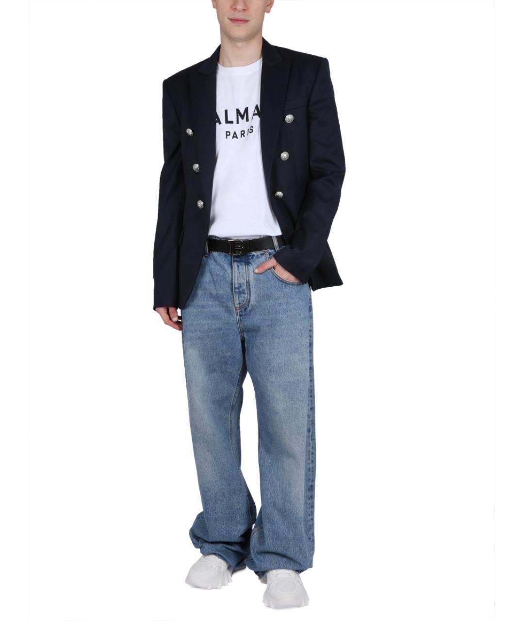 BALMAIN Синие хлопковые прямые джинсы, фото 3
