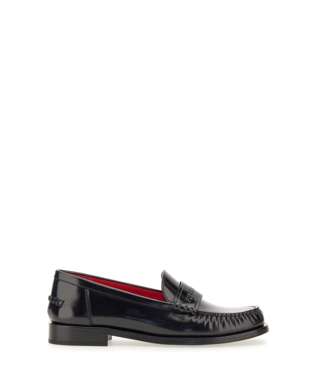 FERRAGAMO Черные кожаные лоферы, фото 1