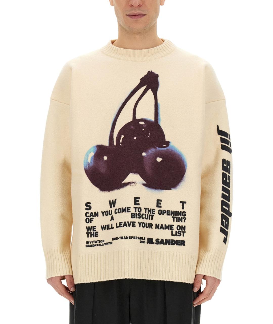 JIL SANDER Бежевый шерстяной джемпер / свитер, фото 2