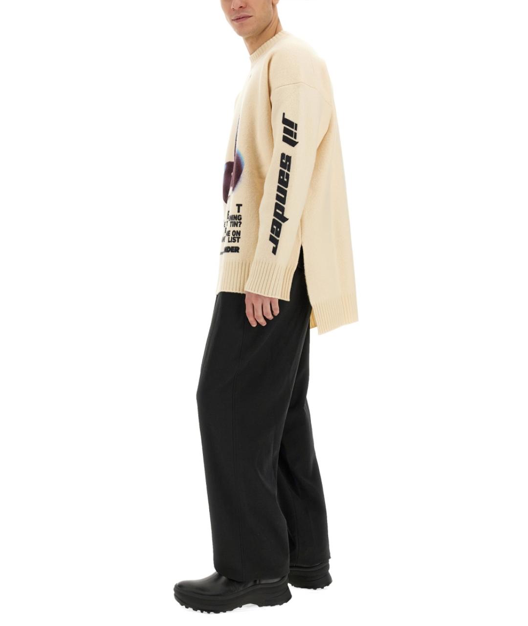JIL SANDER Бежевый шерстяной джемпер / свитер, фото 3