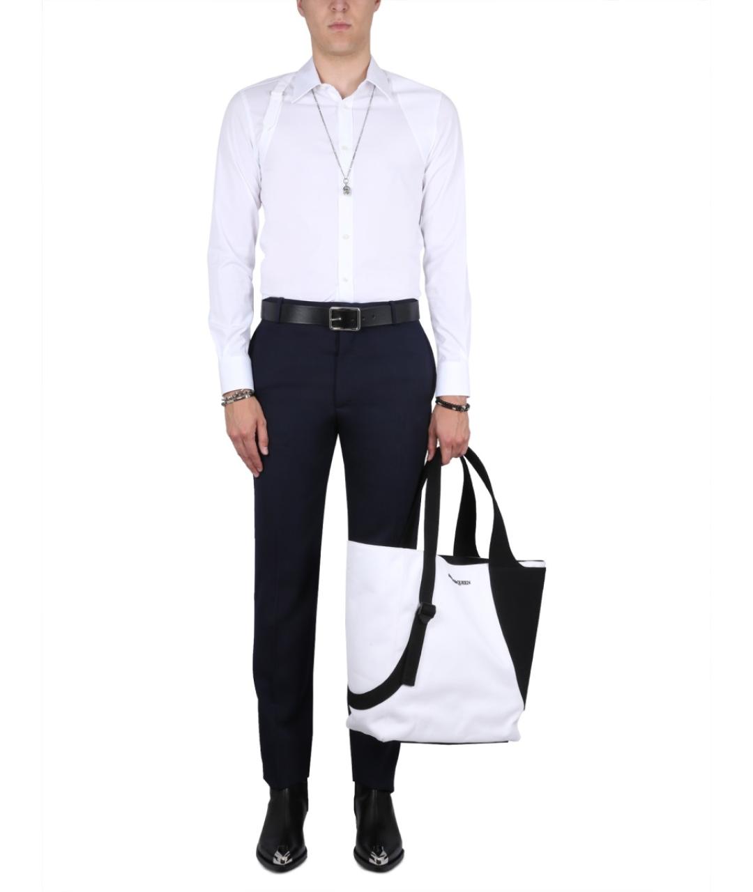 ALEXANDER MCQUEEN Синие шерстяные повседневные брюки, фото 3