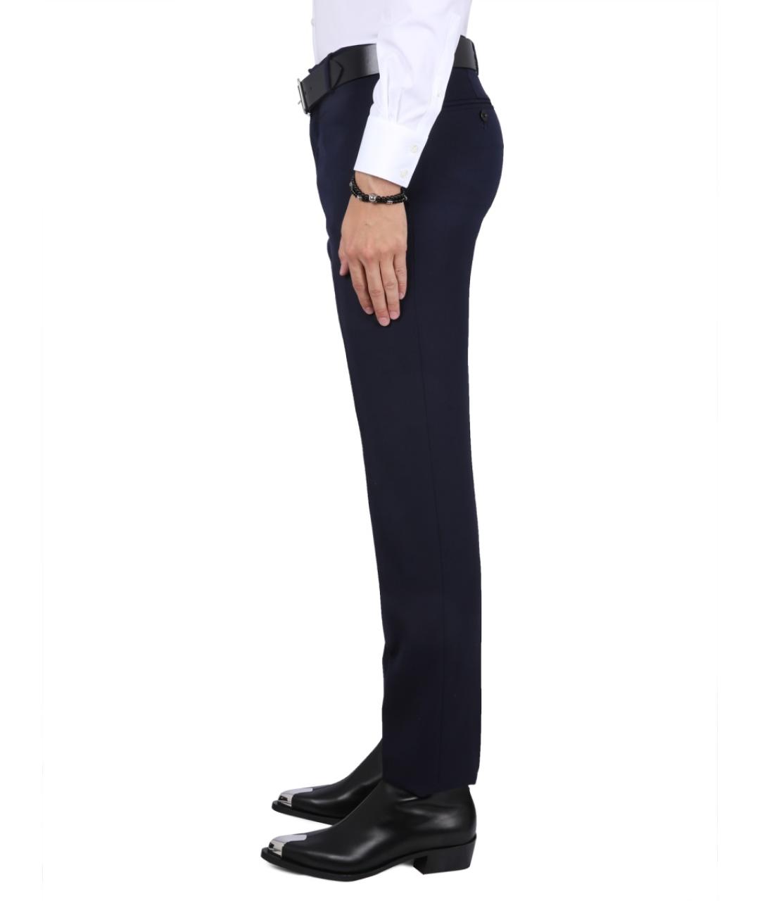 ALEXANDER MCQUEEN Синие шерстяные повседневные брюки, фото 4