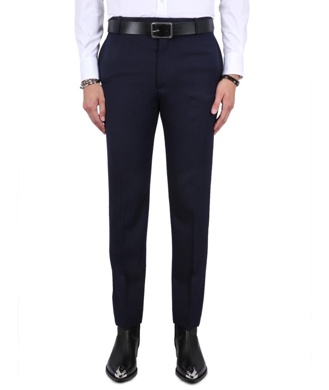 ALEXANDER MCQUEEN Синие шерстяные повседневные брюки, фото 2