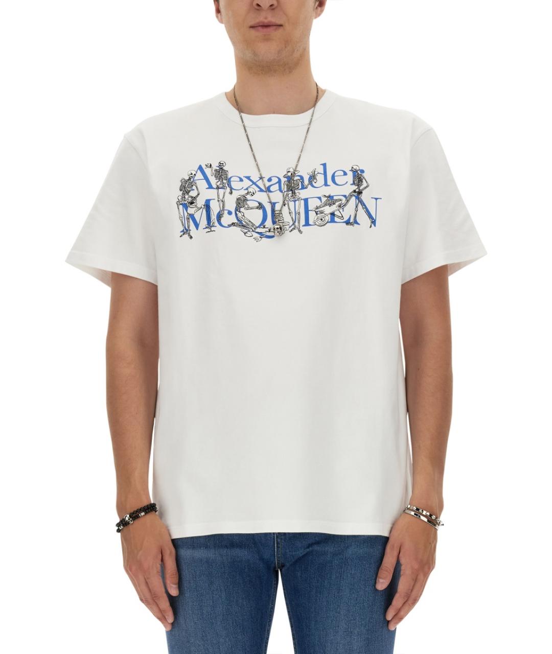 ALEXANDER MCQUEEN Белая хлопковая футболка, фото 2
