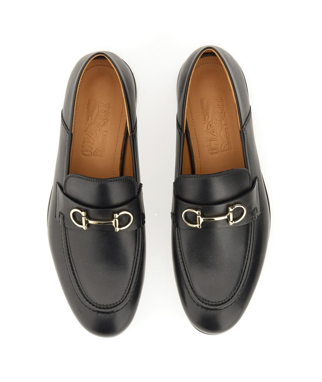 FERRAGAMO Черные кожаные лоферы, фото 2