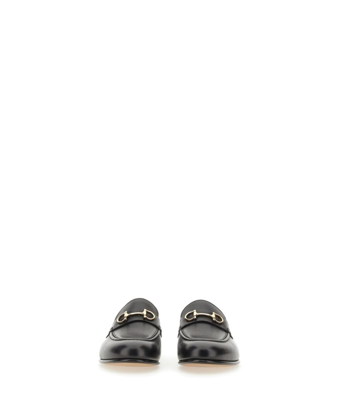 FERRAGAMO Черные кожаные лоферы, фото 4