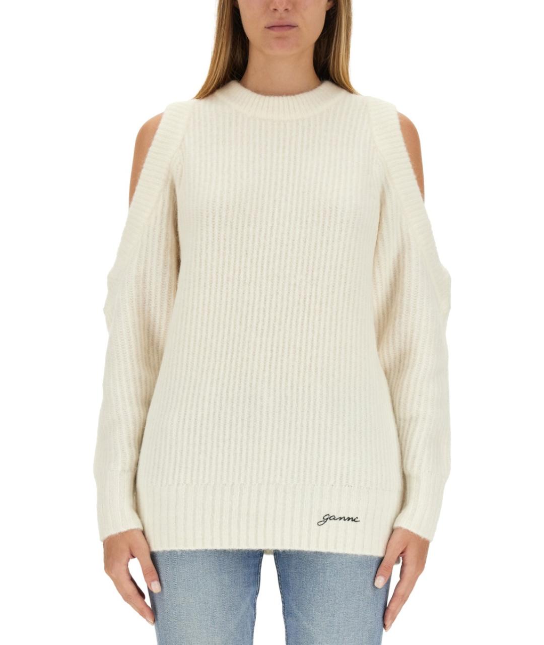 GANNI Белый шерстяной джемпер / свитер, фото 2
