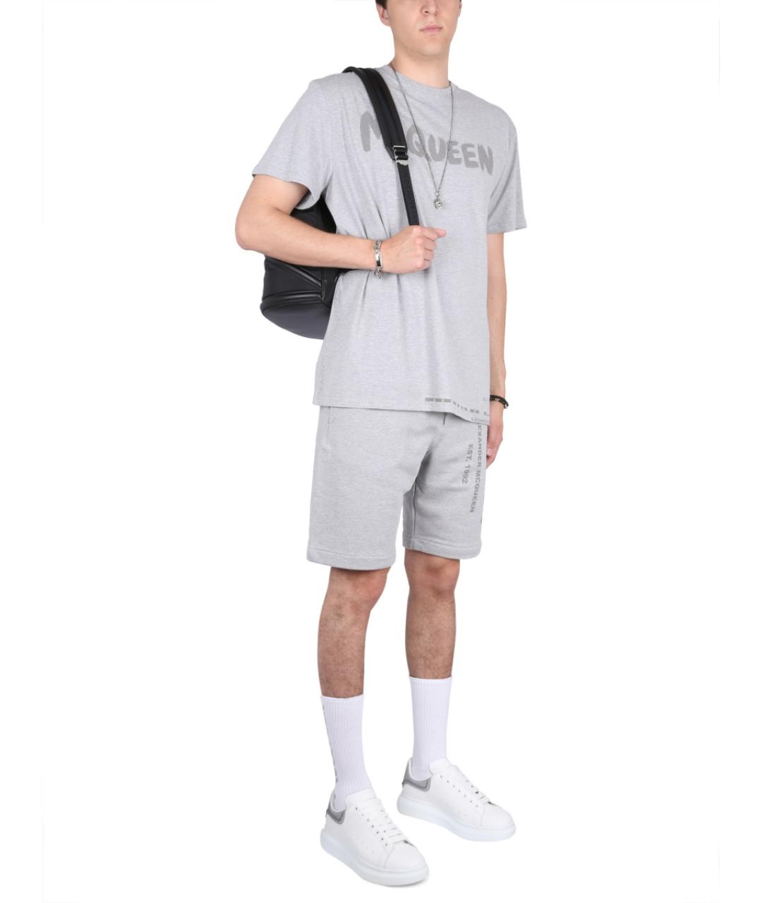 ALEXANDER MCQUEEN Серые хлопковые шорты, фото 3