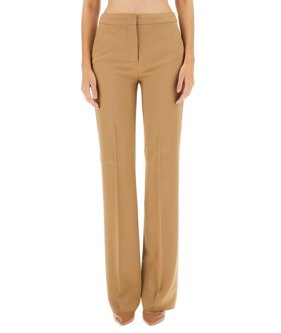 MAX MARA Бежевые шерстяные прямые брюки, фото 5