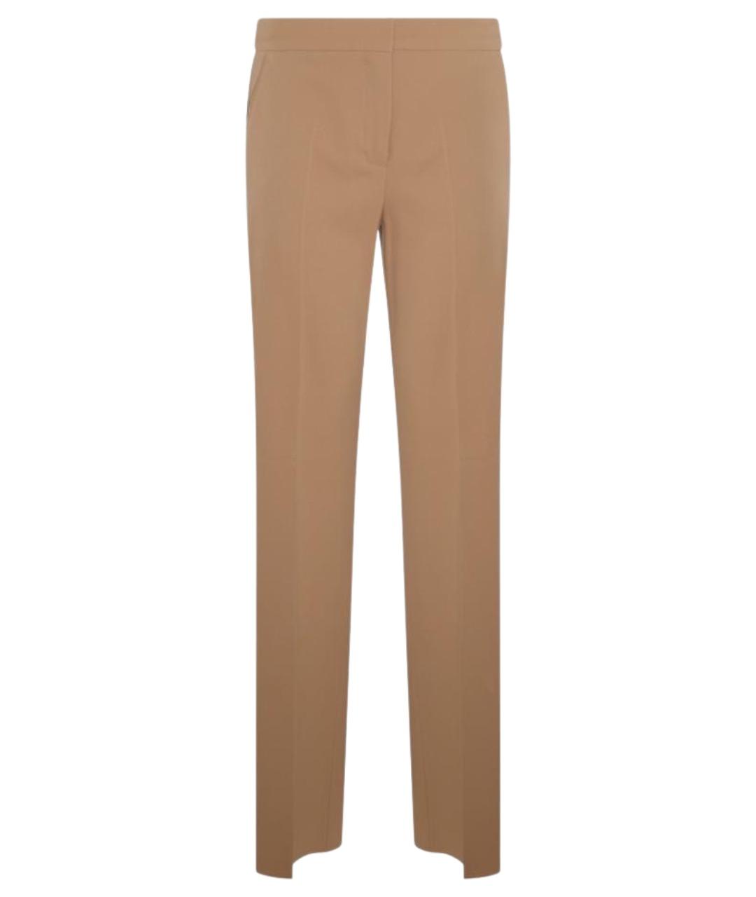 MAX MARA Бежевые шерстяные прямые брюки, фото 1