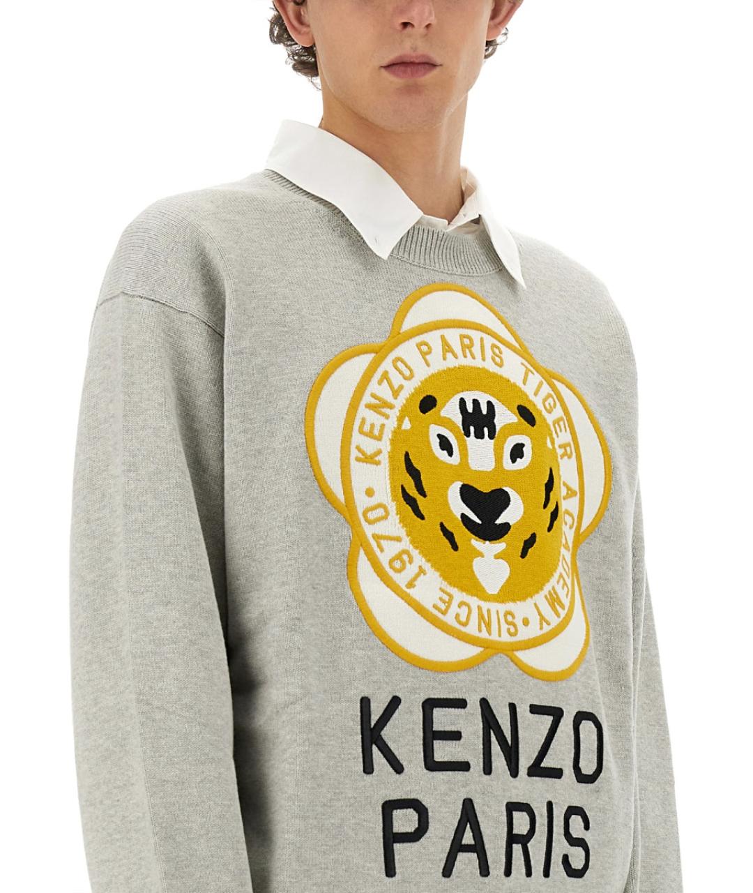 KENZO Серый шерстяной джемпер / свитер, фото 5