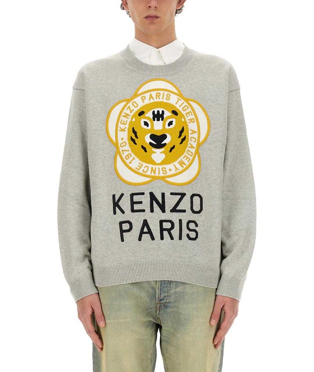 KENZO Серый шерстяной джемпер / свитер, фото 2