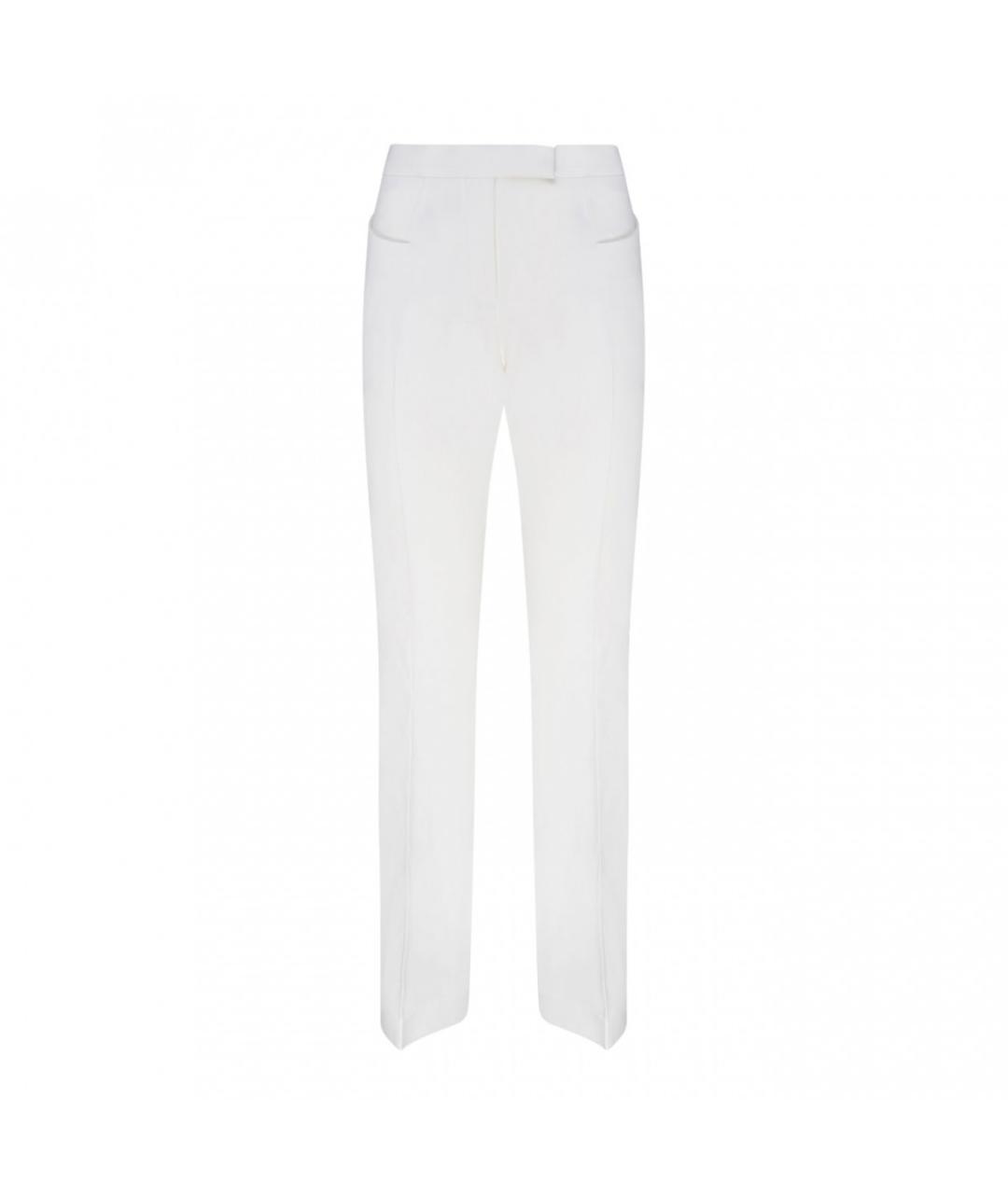 TOM FORD Белые шерстяные прямые брюки, фото 1
