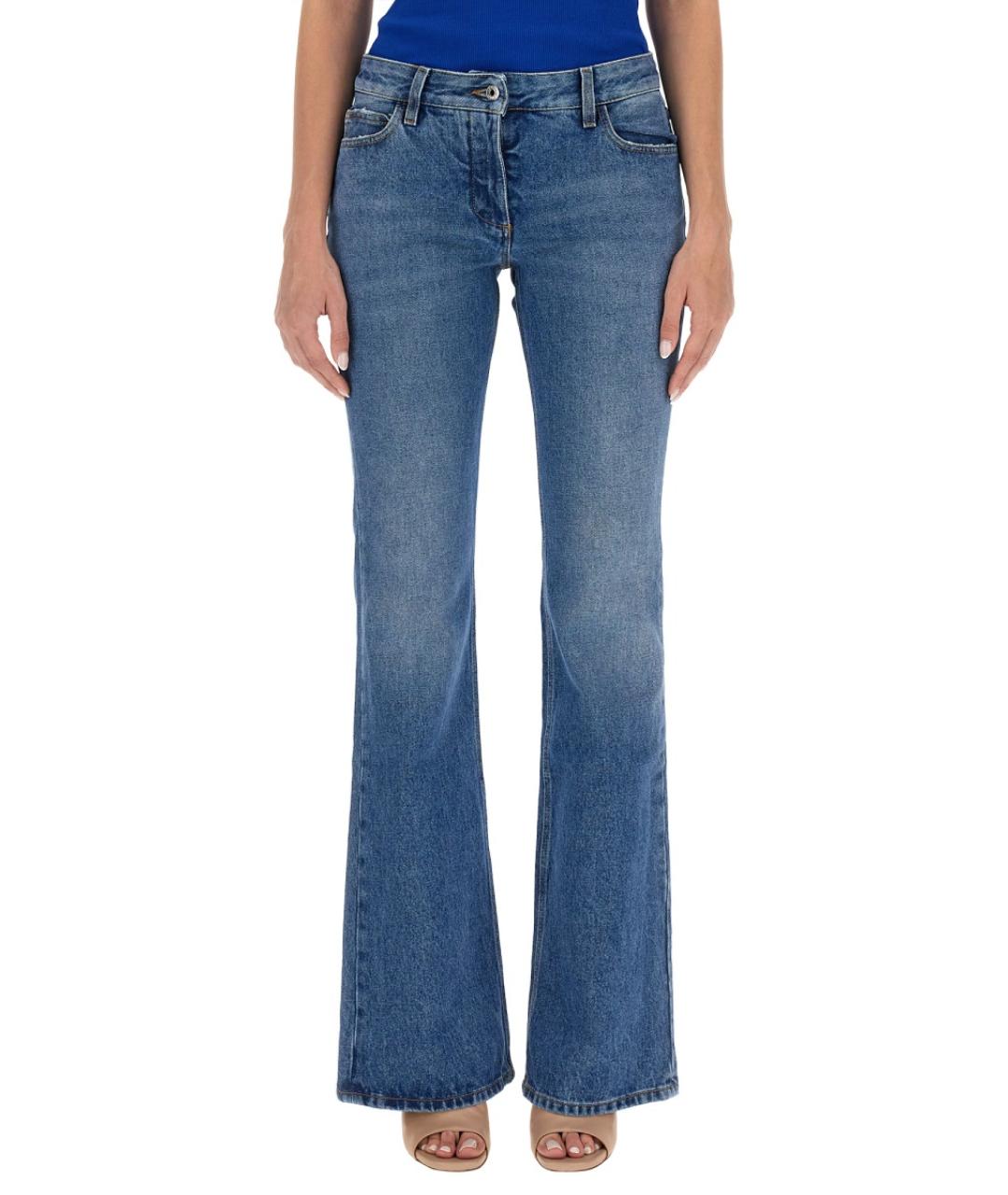 OFF-WHITE Синие хлопковые прямые джинсы, фото 2