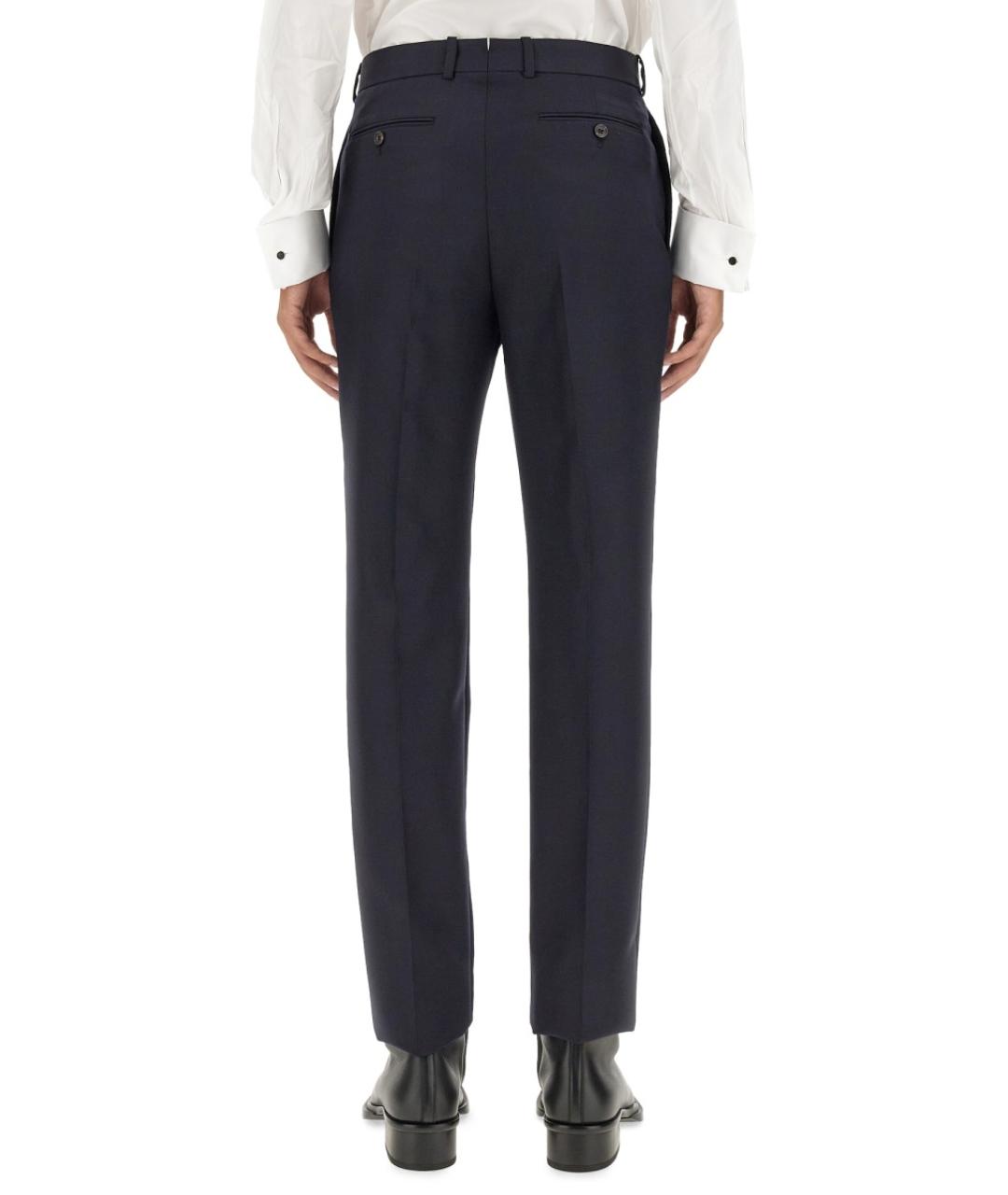 ALEXANDER MCQUEEN Синие шерстяные повседневные брюки, фото 4