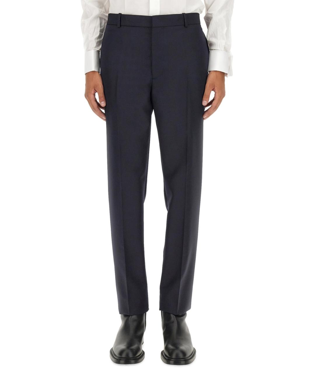 ALEXANDER MCQUEEN Синие шерстяные повседневные брюки, фото 2