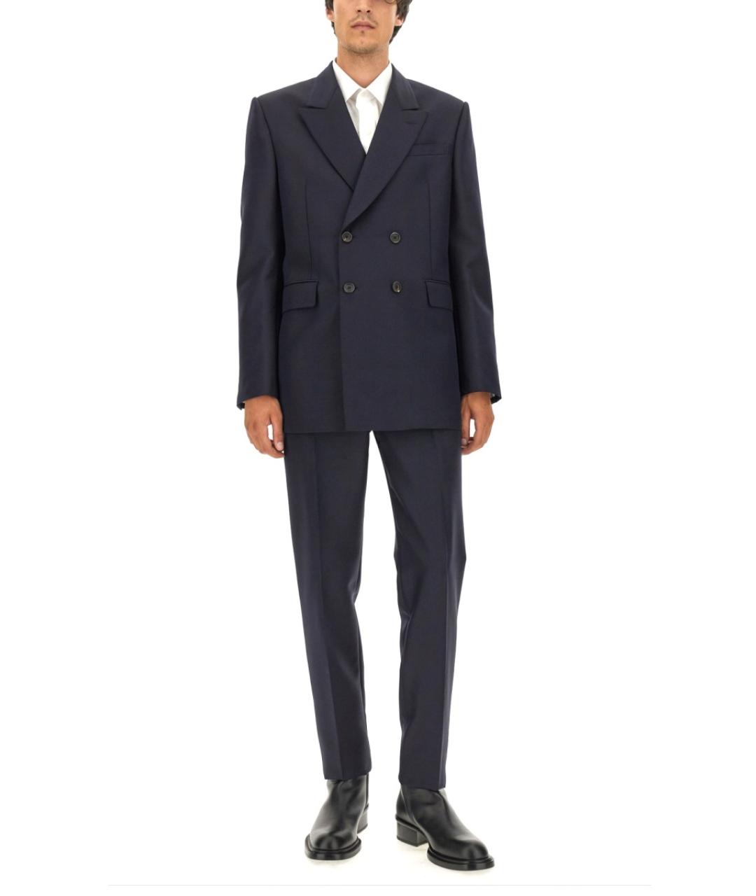 ALEXANDER MCQUEEN Синие шерстяные повседневные брюки, фото 3