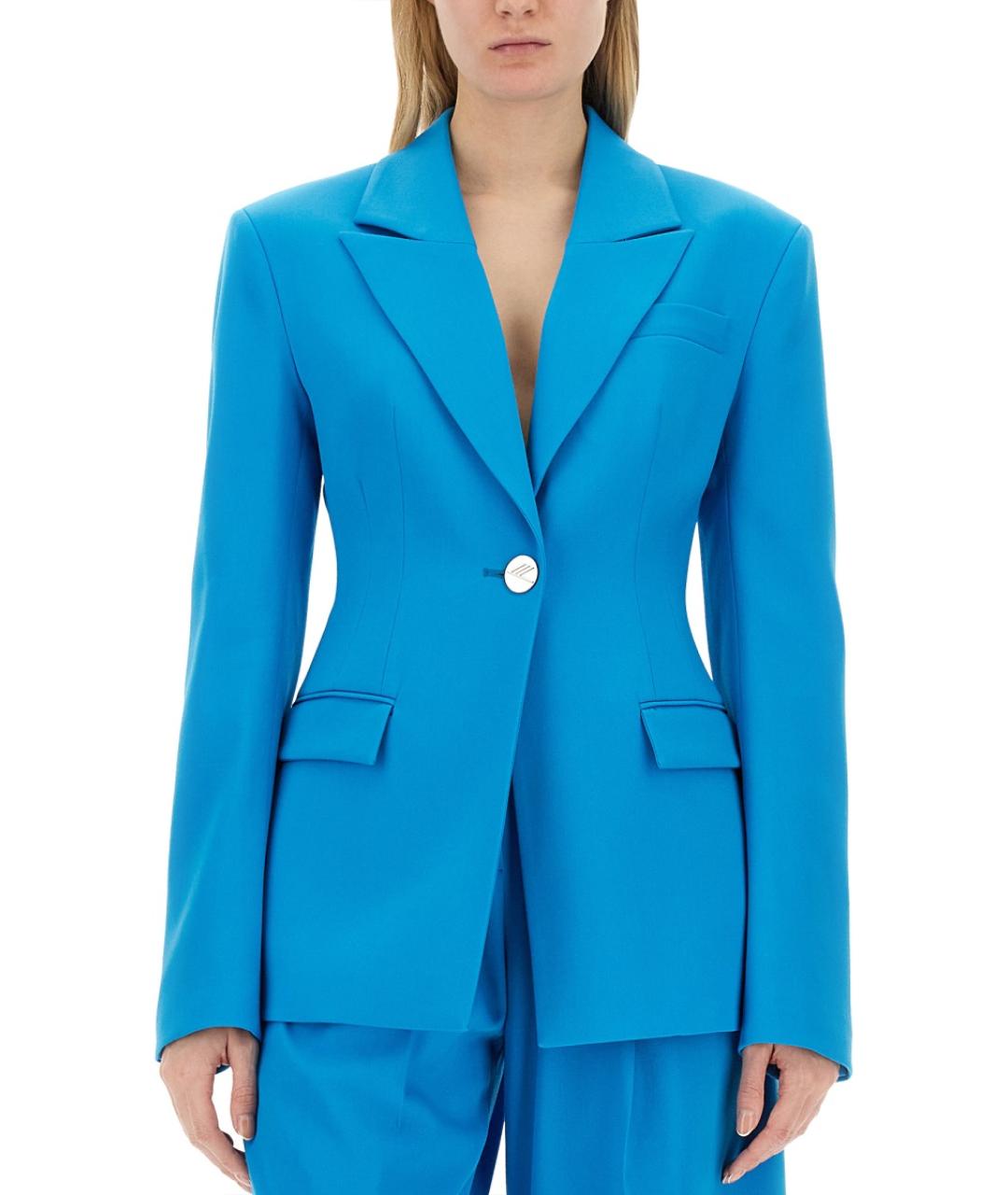 THE ATTICO Синий шерстяной жакет/пиджак, фото 2