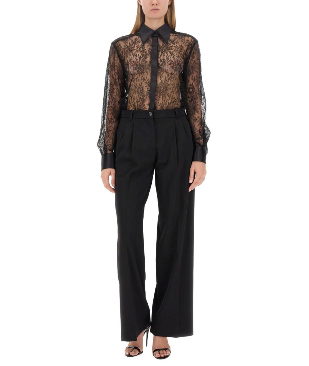 DOLCE&GABBANA Черные полиэстеровые прямые брюки, фото 3