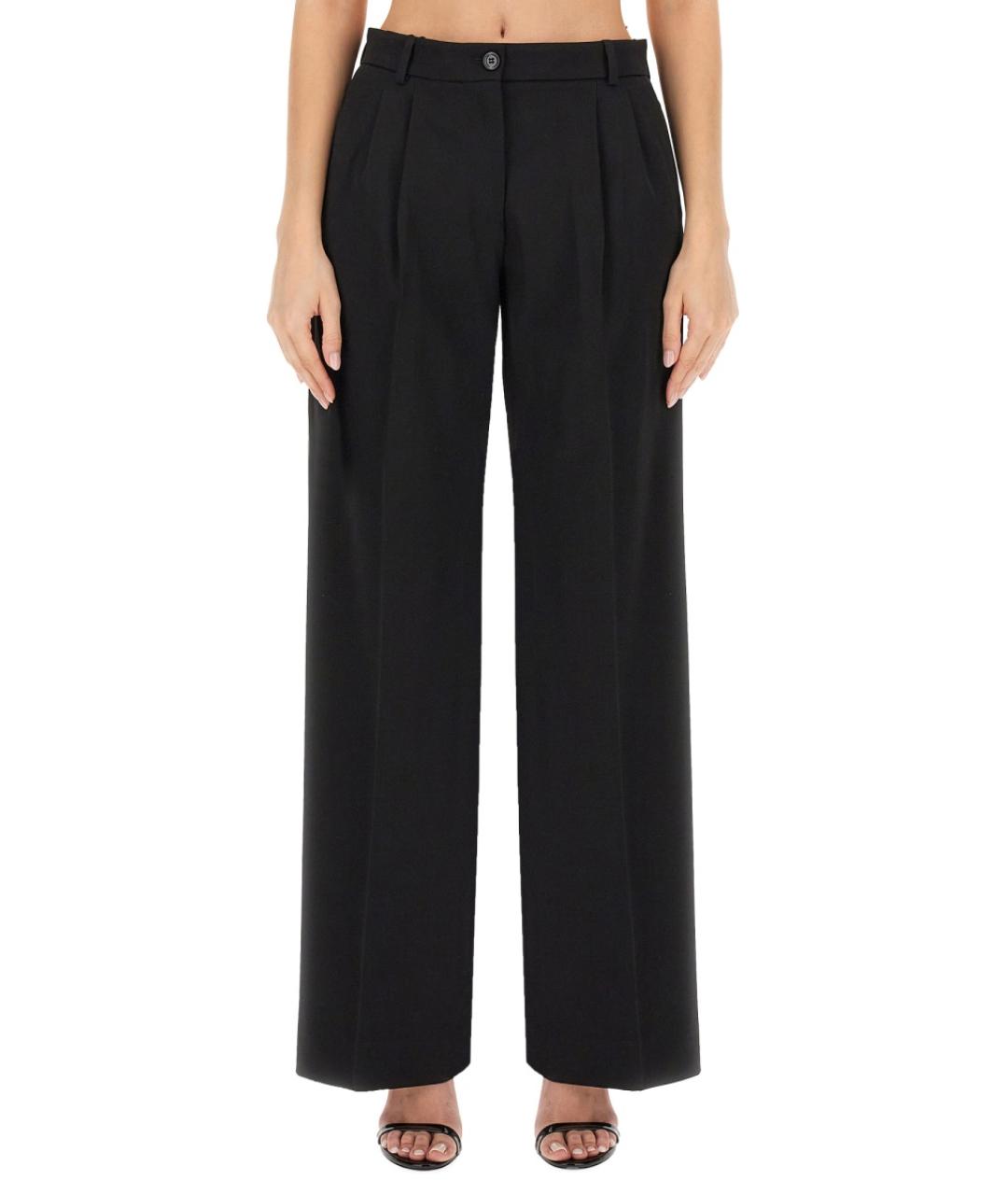 DOLCE&GABBANA Черные полиэстеровые прямые брюки, фото 2