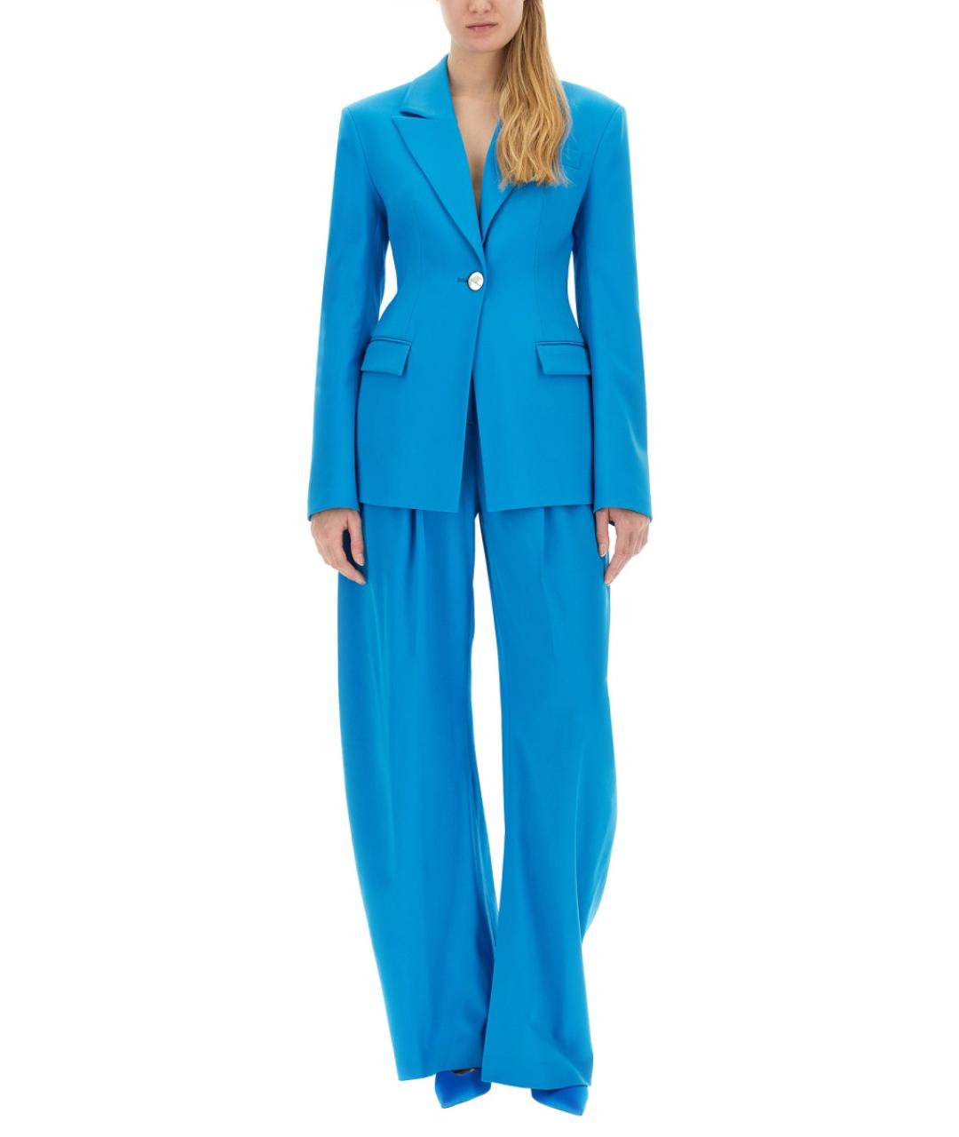 THE ATTICO Синие шерстяные прямые брюки, фото 3