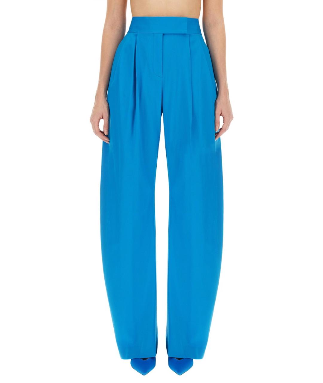 THE ATTICO Синие шерстяные прямые брюки, фото 2