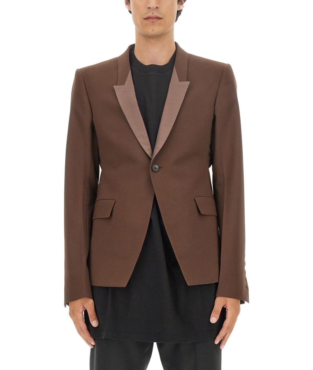 RICK OWENS Коричневый шерстяной пиджак, фото 2