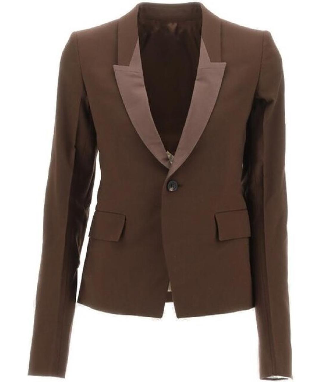 RICK OWENS Коричневый шерстяной пиджак, фото 1