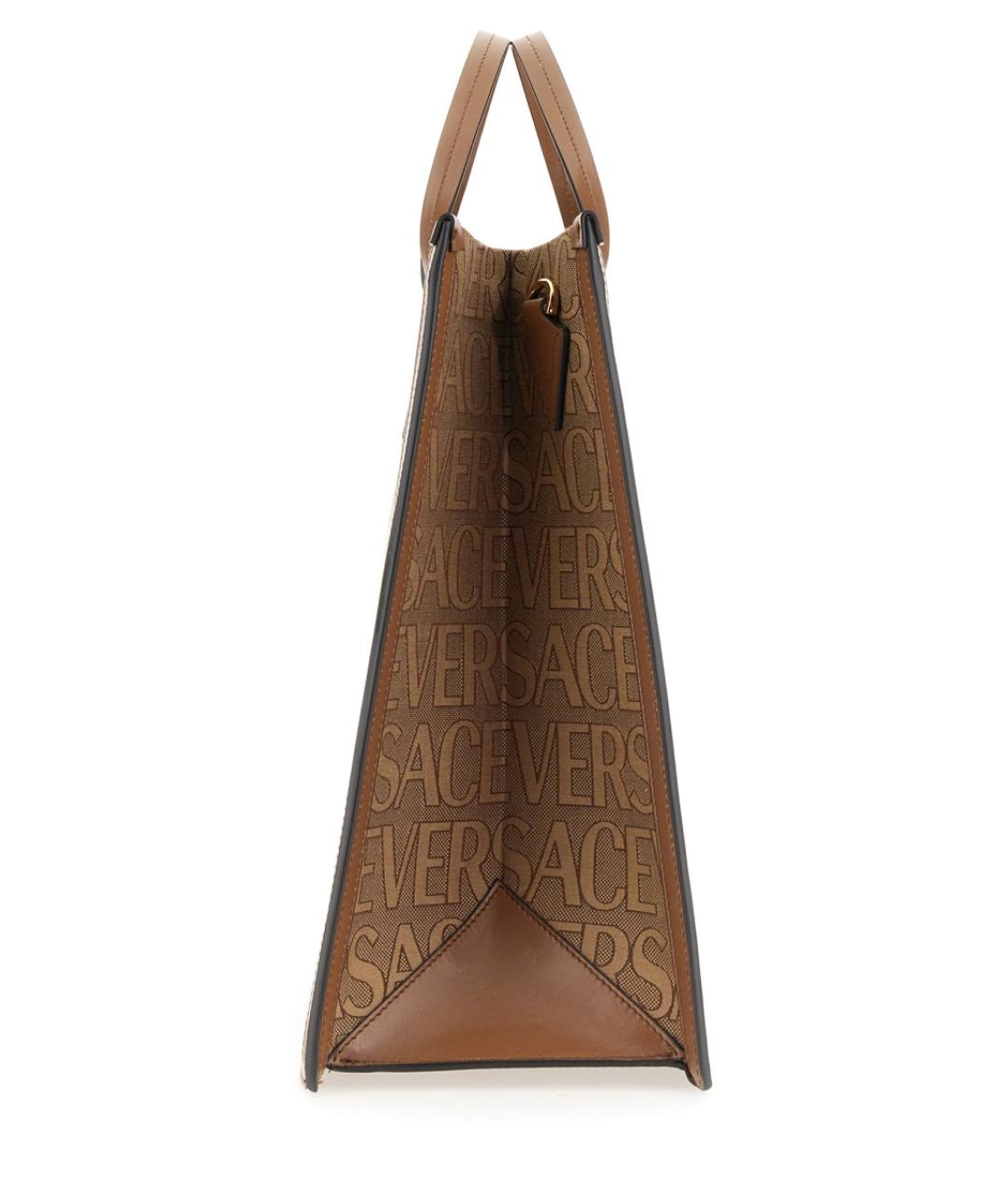 VERSACE Коричневая синтетическая сумка тоут, фото 3