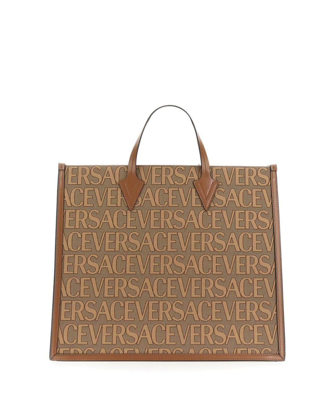 VERSACE Коричневая синтетическая сумка тоут, фото 2