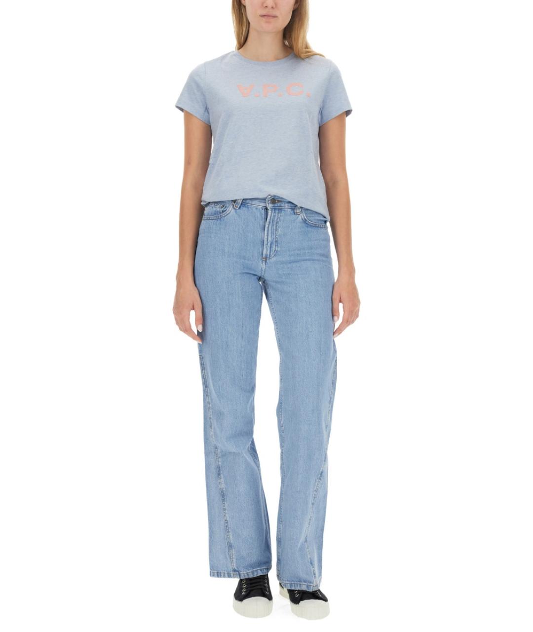 A.P.C. Голубые хлопковые прямые джинсы, фото 3