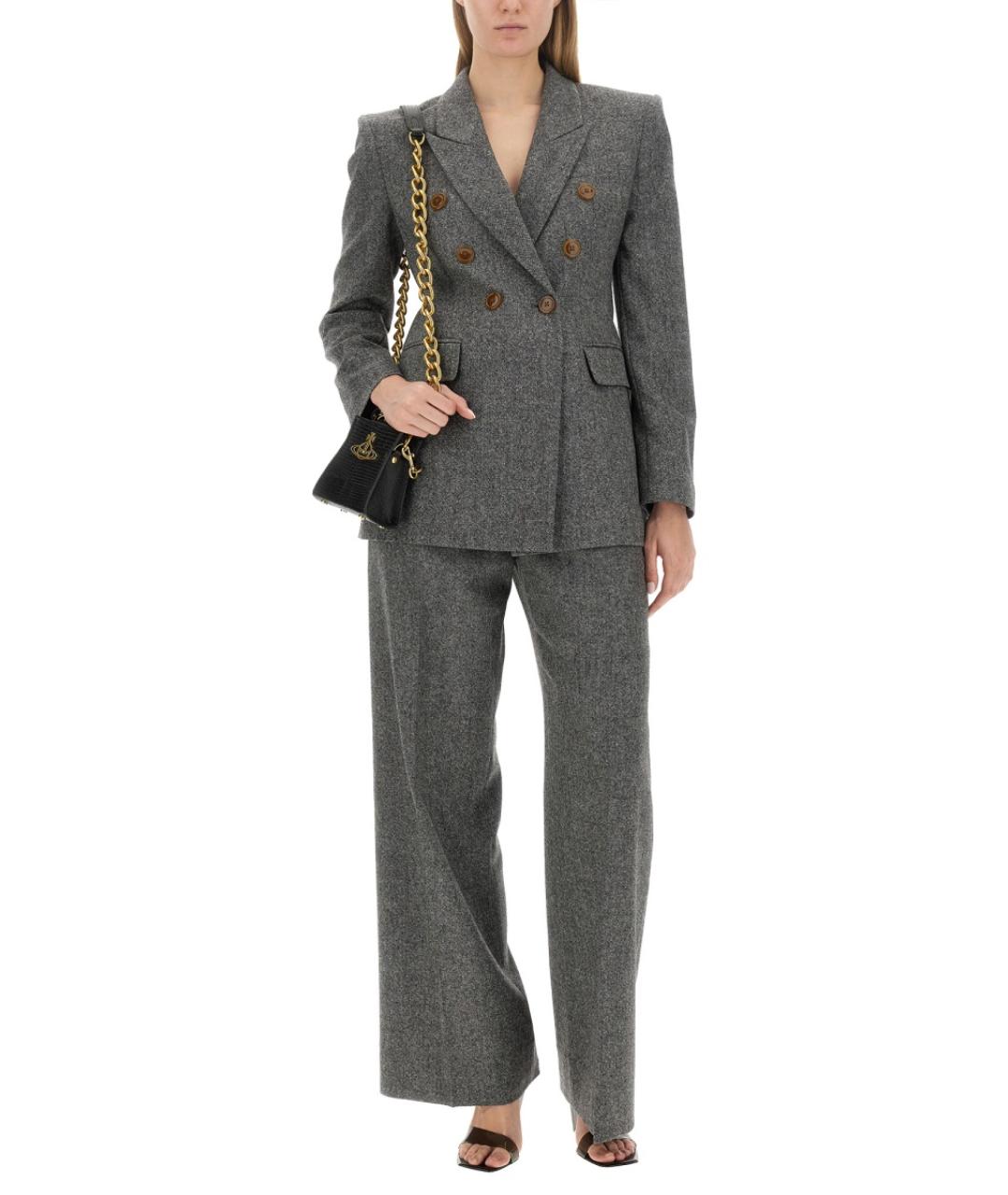 VIVIENNE WESTWOOD Серые шерстяные прямые брюки, фото 3