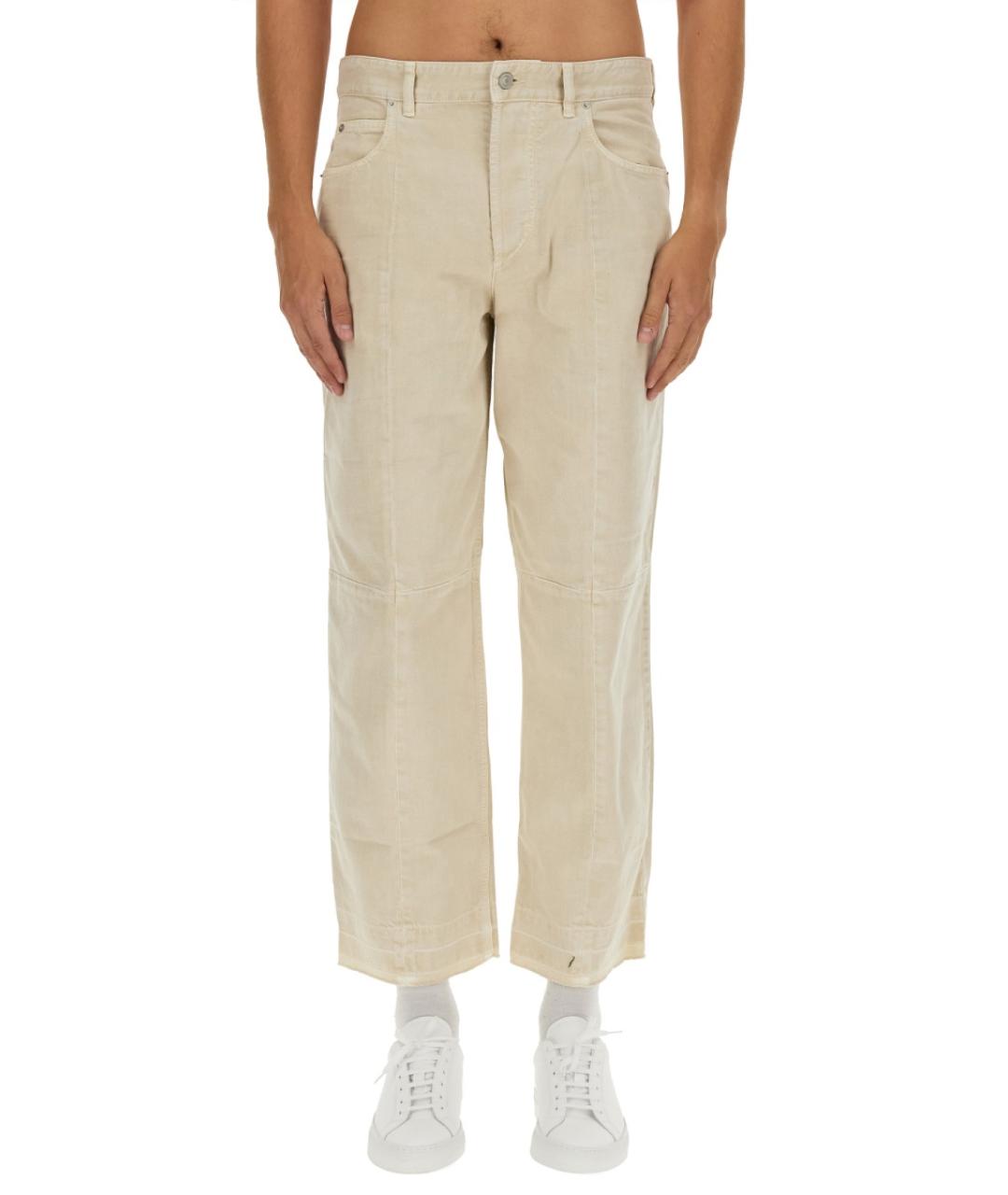 ISABEL MARANT Бежевые хлопковые прямые джинсы, фото 2