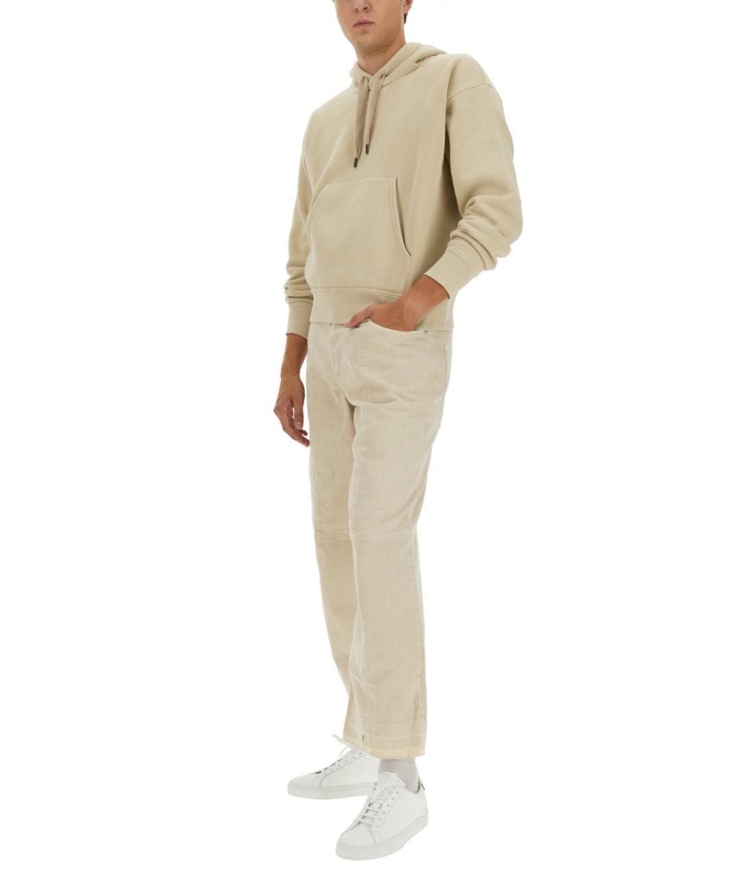 ISABEL MARANT Бежевые хлопковые прямые джинсы, фото 3