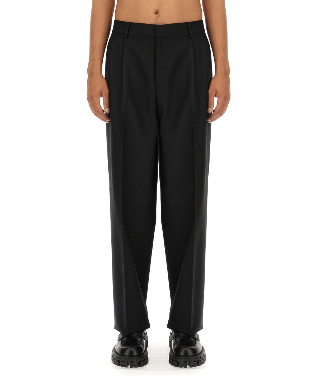 VERSACE Черные шерстяные повседневные брюки, фото 2