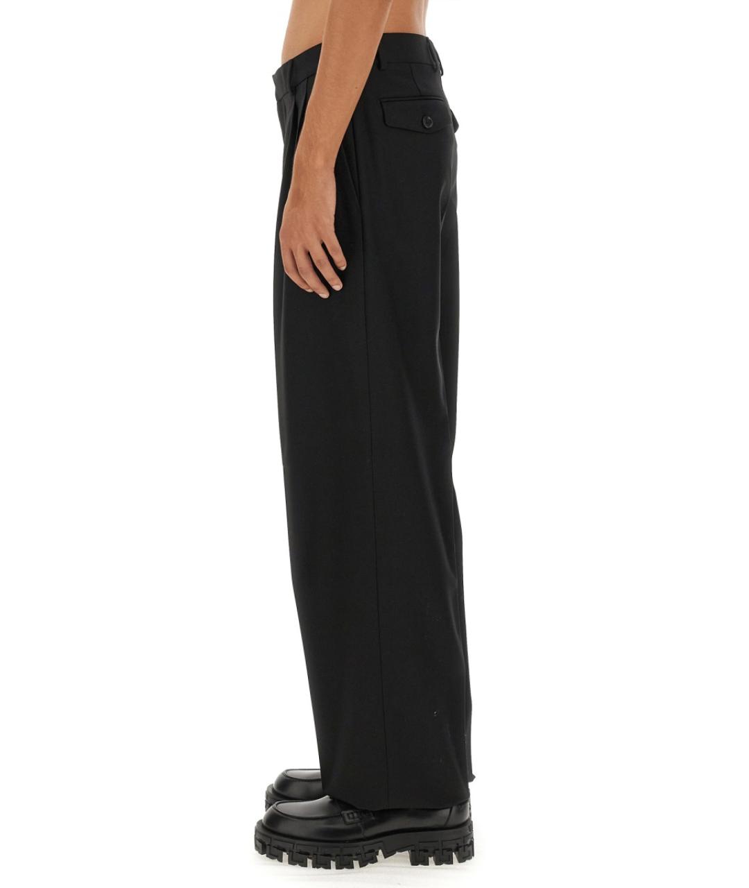 VERSACE Черные шерстяные повседневные брюки, фото 5