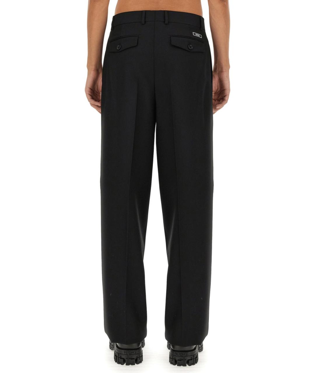 VERSACE Черные шерстяные повседневные брюки, фото 4