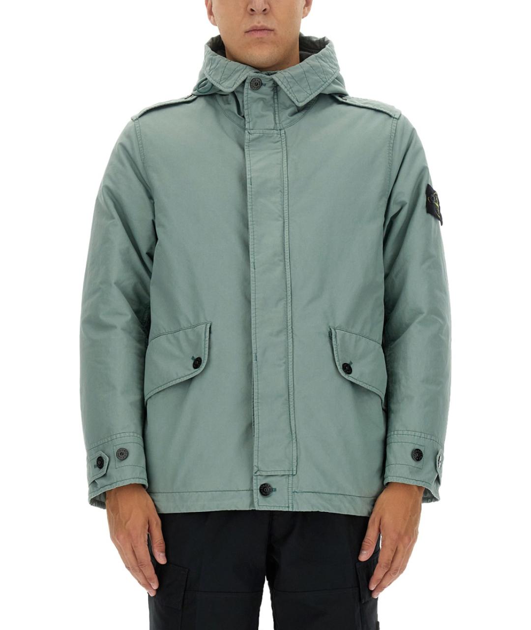STONE ISLAND Бирюзовая полиэстеровая куртка, фото 2