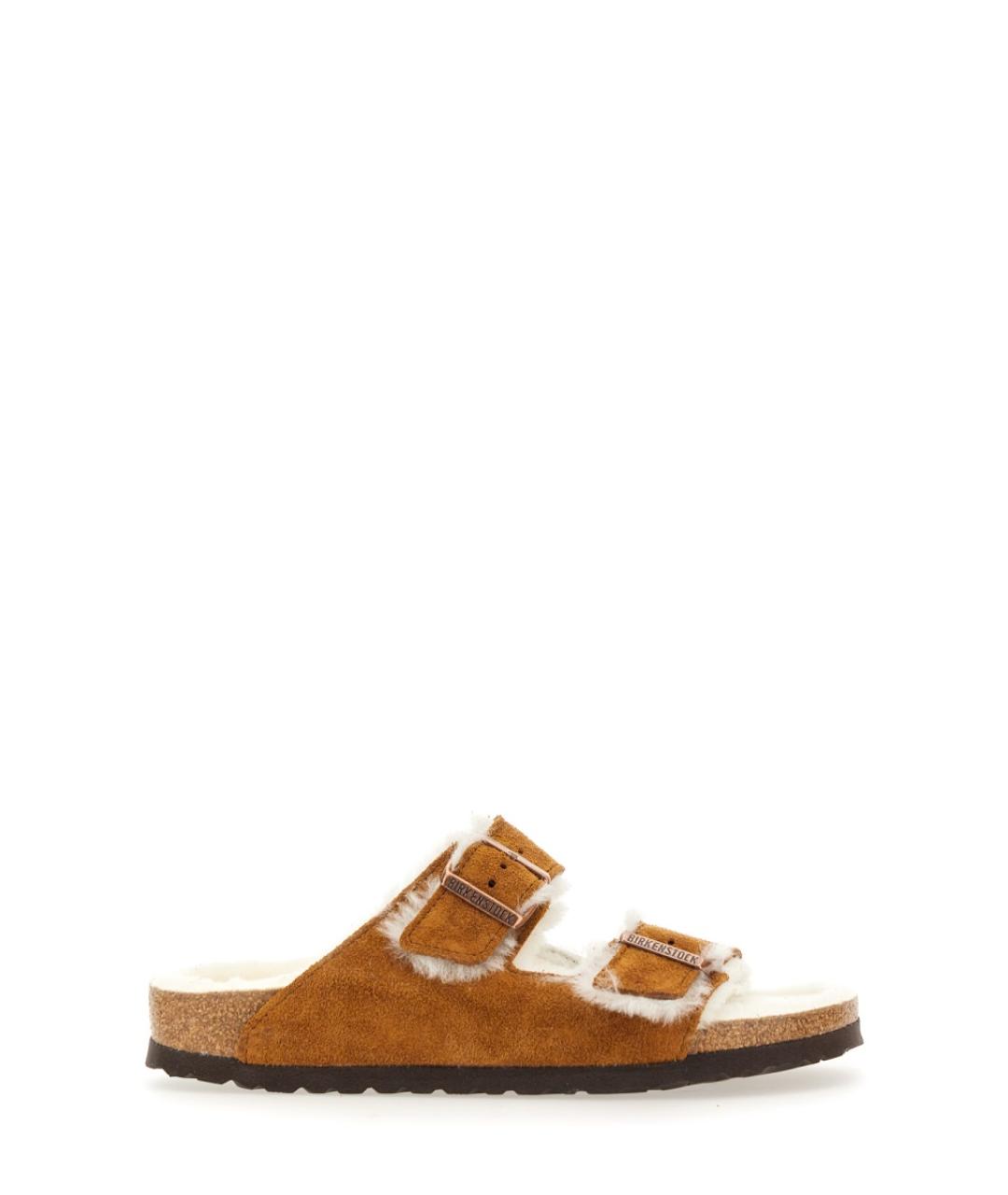 BIRKENSTOCK Коричневые замшевые шлепанцы, фото 1