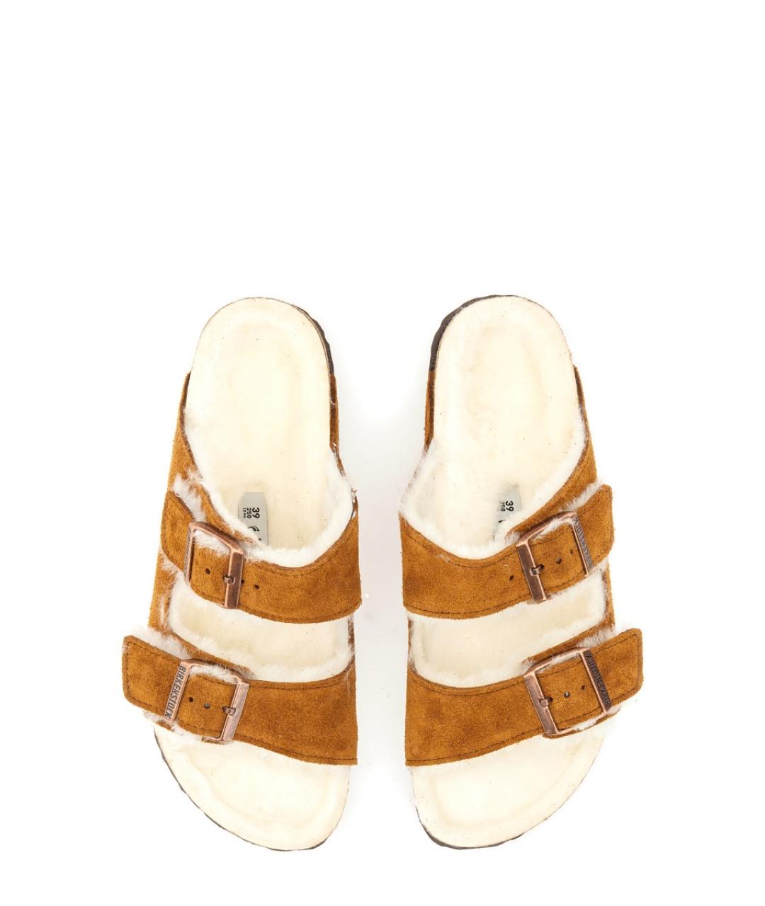 BIRKENSTOCK Коричневые замшевые шлепанцы, фото 2