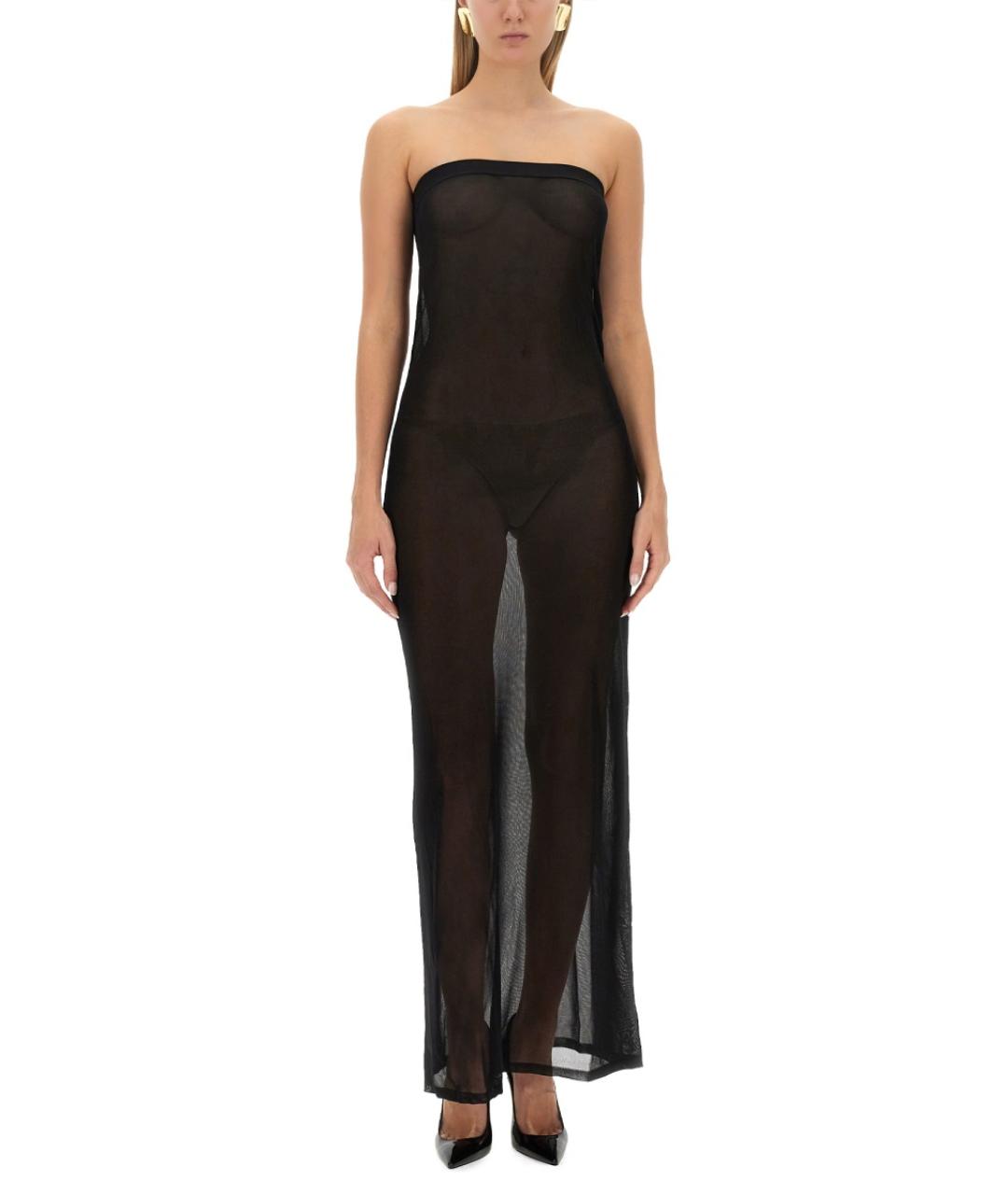 SAINT LAURENT Черное вискозное вечернее платье, фото 3