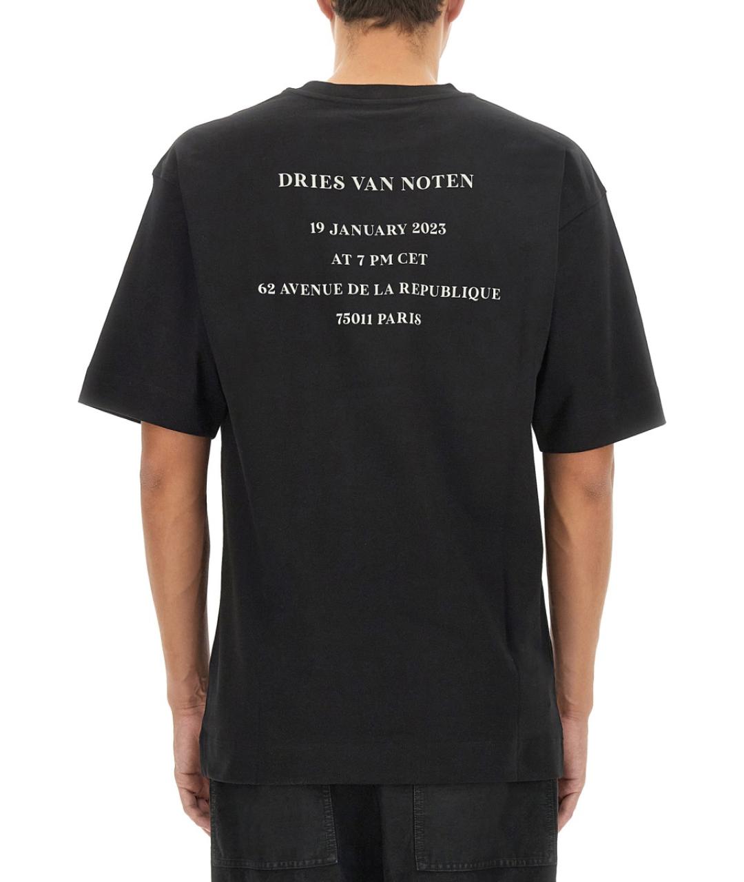 DRIES VAN NOTEN Черная хлопковая футболка, фото 4