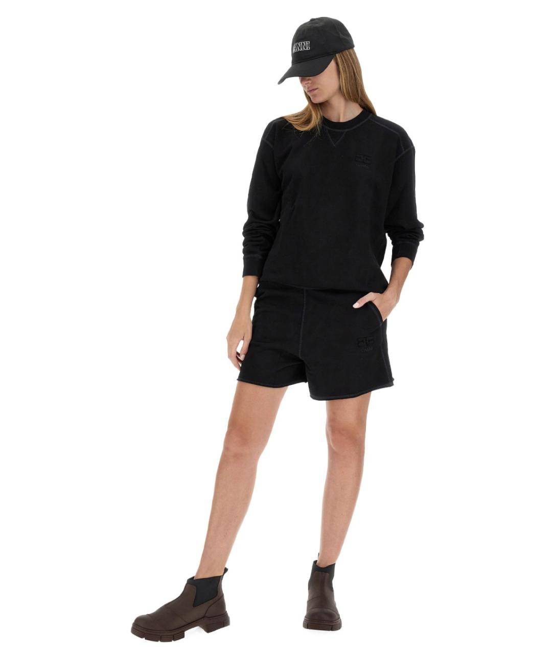 GANNI Черные хлопковые шорты, фото 3