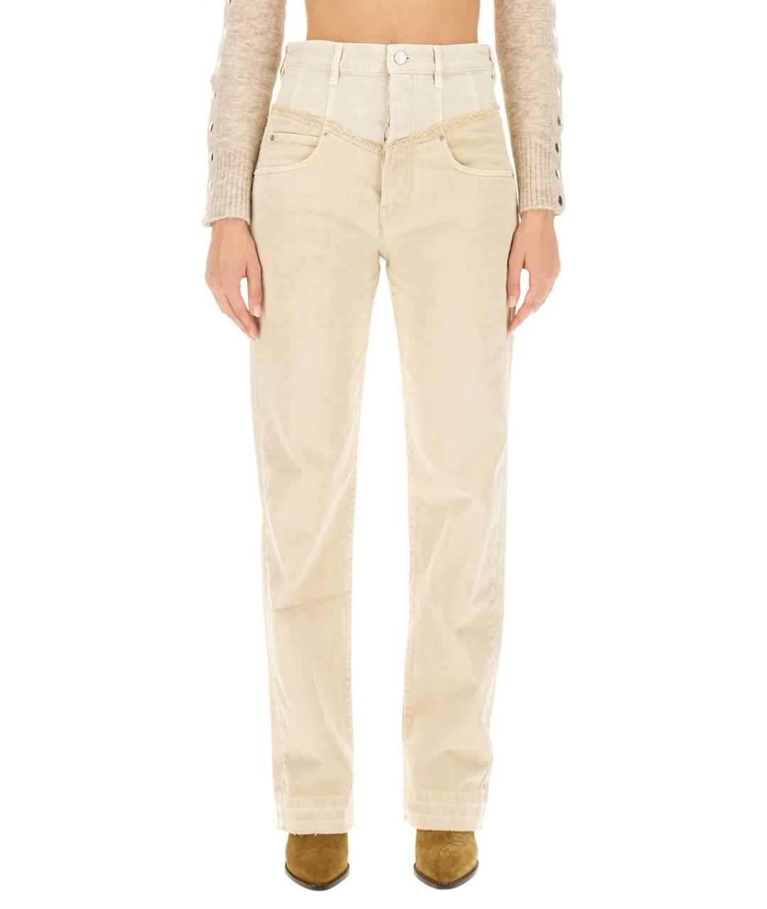 ISABEL MARANT Белые хлопковые прямые джинсы, фото 2