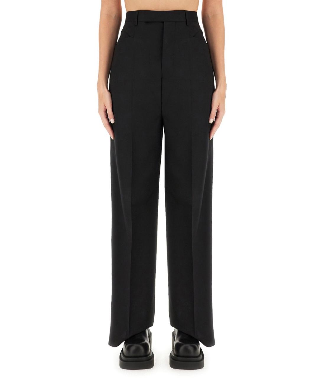 RICK OWENS Черные шерстяные прямые брюки, фото 5