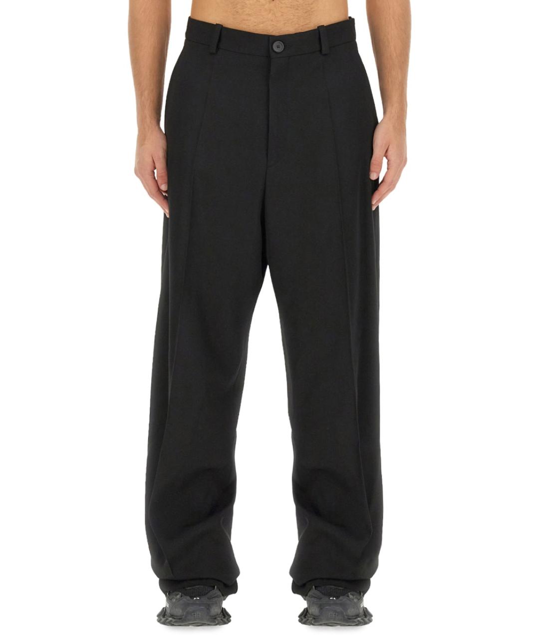 BALENCIAGA Черные шерстяные повседневные брюки, фото 4