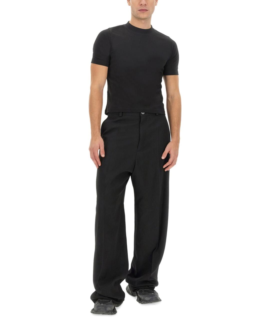 BALENCIAGA Черные шерстяные повседневные брюки, фото 2