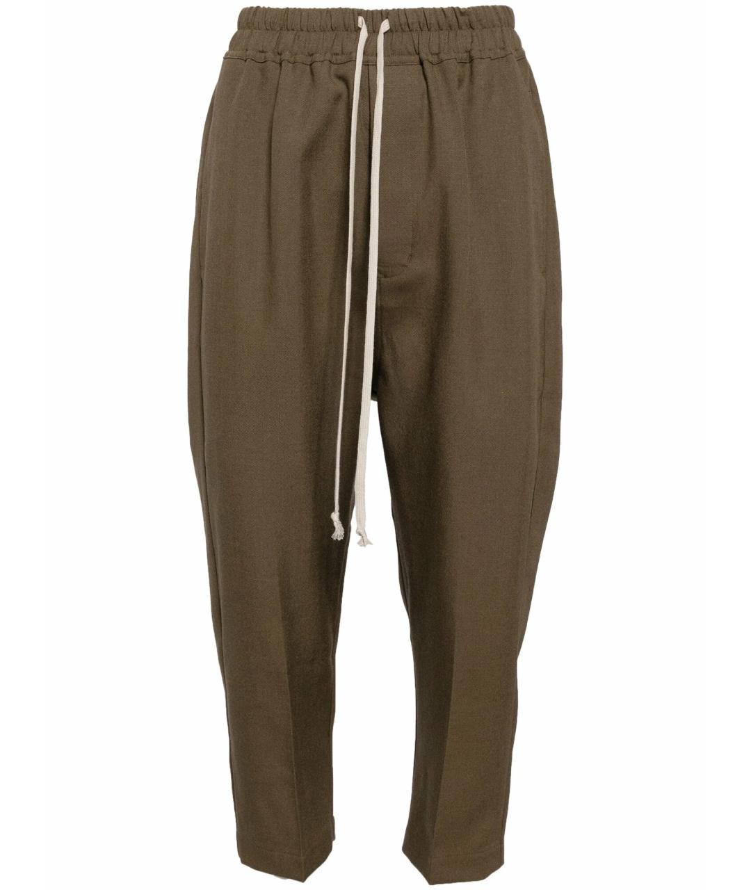 RICK OWENS Коричневые шерстяные прямые брюки, фото 1